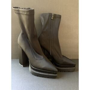 Azalea Wang Platform Womens Boot Black Size 8.5 Zip Almond Toe City Career Mod